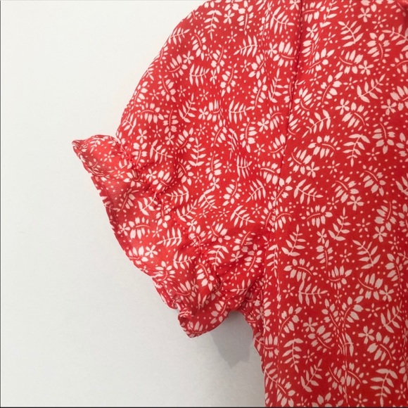 Sienna Sky Ruffle Red/White Sude tie Blouse sizeXS - Picture 6 of 8